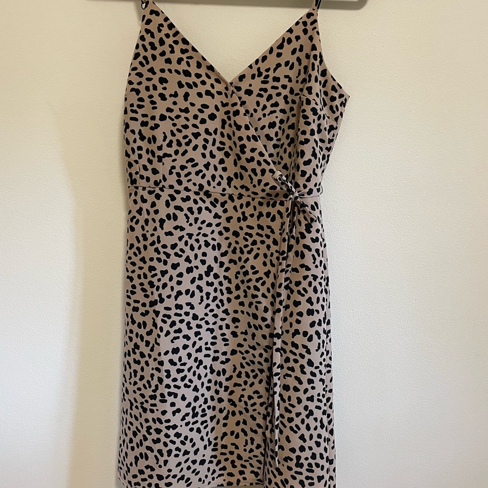 Sanctuary leopard print wrap dress with spaghetti straps.